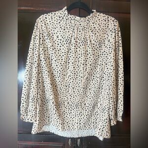 Avanova Leopard print ruffle hem 3/4 sleeve mock neck blouse size XL